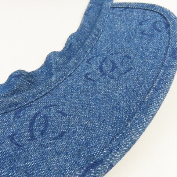 Chanel CC Denim Hat Sun Visor Ribbon Tie Wide Brim Bucket Cap Vintage main image 10